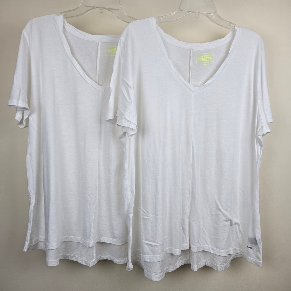 Lot of 2 Propel Bass Activewear White XXL T-Shirts 2XL